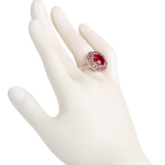 NWT Judith Ripka Ruby & Rhodolite Casablanca Sterling Silver Cocktail Ring - 8 - Picture 9 of 9